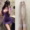 Falda Morada Sexy de Encaje para Discoteca Ajustada al Cuerpo Lencería Sexy Push-Up Traje de Juego de Secretaria Ol No Necesita Quitarse Camisa de Tentación
