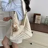 Bolso Tejido Estilo Coreano para Mujer Verano 2026 Vacaciones en la Playa Bolso Tote Casual Gran Capacidad Versátil Simple Bolso de Hombro