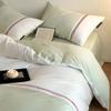 Conjunto de Cama Simples de Algodão Bordado com Pesponto Contrastante Classe A de Três ou Quatro Peças Estilo Britânico Lençol Capa de Edredom Cobre-leito 1.8