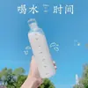 Taza Transparente de Plástico con Escala de Tiempo de Gran Capacidad, de Aspecto Moderno, Resistente al Calor, Fresca y de Moda, para Hombres y Mujeres, Portátil