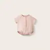 Macacão Curto para Bebê, Gaze Dupla Camada 100% Algodão, Macacão Unissex para Bebê, Roupa de Verão, Macacão de Gaze Bolha para Recém-Nascido