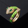 Fuente de comercio exterior Europa y Estados Unidos Red social INS con anillo de serpiente de gota de aceite anillo de personalidad de cobre con microincrustaciones de circonita dorado para mujer