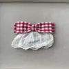 Tecido xadrez com renda estilo japonês, acessórios de laço, presilha de cabelo, capa de celular, mala, sapatos, meias, acessórios de vestuário, DIY
