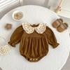 Vestido de niña estilo coreano, Mameluco de recién nacido con cuello floral de primavera y otoño, Vestido de una pieza para bebé niña, Atuendo de hermana