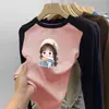 Camiseta Térmica de Manga Longa para Meninas 2025 Nova Coleção de Primavera Manga Longa para Meninas Top Espesso Ins