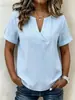 Nueva camisa a rayas para mujer con cuello en V, manga corta 2026, corte holgado, adecuada para tiendas en línea independientes, Amazon, verano, estilo europeo y americano