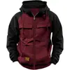 Sudadera con capucha de color liso para hombre, nueva de primavera y otoño, transfronteriza, deportiva para jóvenes europeos y americanos, sudadera de cuero con múltiples bolsillos, ropa de trabajo