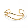 Pulsera Minimalista de Doble Capa con Línea, Moda Estilo Ins Europeo y Americano, Sensación de Alta Gama, Joyería de Hierro Forjado Abierto, Certificación Transfronteriza