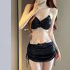 Traje de baño de bikini nuevo 2023 para mujer, conjunto sexy de tres piezas con foto de diamantes de imitación, bonito traje de baño de spa para vacaciones en la playa.