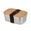 Recipiente personalizado con tapa de bambú, lonchera de acero inoxidable 304 para picnic, lonchera japonesa, lonchera, caja de almacenamiento de alimentos
