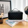 Bolsa de Cosméticos Nueva a Cuadros Personalizada para Mujer de Gran Capacidad Bolsa de Almacenamiento de Cosméticos para el Cuidado de la Piel en Capas Bolsa de Aseo Estilo Celebridad de Internet