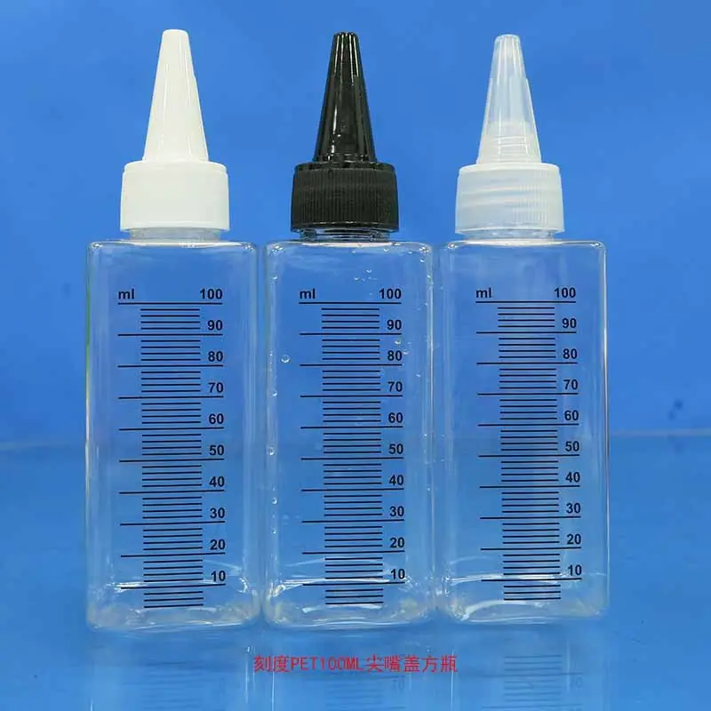 刻度PET100ML尖嘴盖方瓶8