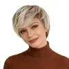 Pelucas Europeas y Americanas de Nuevo Producto Transfronterizas para Mujeres, Peinado Corto Degradado Marrón, Peluca Sintética de Fibra de Alta Temperatura Rizada Corta Africana, En Stock