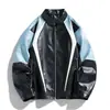 Chaqueta de Motocicleta de Cuero PU Elegante con Bloques de Color para Primavera y Otoño 2024 Cruz Roja Suministro de Comercio Transfronterizo Dropshipping