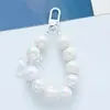 Llavero Colgante Cadena de Cuentas Color Caramelo Acrílico Corazón de Niña Lazo Cadena para Teléfono Móvil Funda para Auriculares Decoración de Bolsa