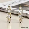 Pendientes de Oro Versátiles de Alta Gama Transfronterizos Yanbai con Circonita Marquise de Lujo Ligero y Clips para Orejas Tachonados de Diamantes para Mujer, Pendientes Exquisitos y Elegantes