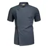Ropa de Trabajo de Chef para Catering con Dos Hebillas Doradas, Uniformes de Cocina y Restaurante de Manga Corta, Ropa de Chef Estilo Nuevo para Hombres