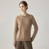 Suéter de Cachemir 100% para Mujer, Estilo Sencillo, Otoño/Invierno Nuevo, Cuello Redondo, Manga Larga, Jersey de Punto, Versátil, Suave, Capa Base