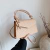 Moda Francesa Simples Retrô Estilo Ocidental Bolsa Feminina 2024 Outono Novo Recuo Elegante Portátil Ombro Transversal Pequena Bolsa Quadrada