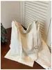 Bolsa de lona de grande capacidade para mulheres, nova moda 2026 estilo japonês bolsa tote versátil, bolsa transversal para estudantes