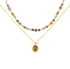 Collar de Piedra Ojo de Tigre Estilo Mismo de Dilireba para Otoño e Invierno, Color Castaño, Lujo Ligero, Sensación de Alta Gama, Cadena de Clavícula en Capas