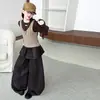 Conjunto de Ropa de Otoño para Niñas Estilo Coreano Modelo 2026 para Niños Medianos y Grandes Conjunto de Pantalones de Cuero de Manga Larga Color Café