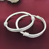 Plata de ley S999 bebé bebé pulsera de plata de ley cerradura de larga vida femenina redonda brillante panza enrollada Pulsera para niños bebés Hombres y mujeres