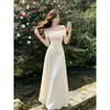 Conjunto de vestido de punto off-shoulder estilo francés para mujer, conjunto de dos piezas elegante de top ajustado y falda larga de verano