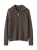 26 Nuevo Patrón Otoño/Invierno Cachemir Grueso Cálido Media Cremallera Jersey Suéter de Punto para Mujer Camiseta Base
