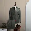 Conjunto de traje de alta gama, traje de punto de doble botonadura casual de negocios, traje de boda, atuendo formal, atuendo premium para novio