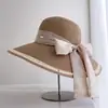 Chapéu de Palha Moda Verão Casual Versátil Temperamento Chapéu Bucket de Aba Larga Colorido Proteção Solar para Mulheres Férias na Praia Tendência