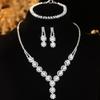 Conjunto de pendientes de perlas de imitación con incrustaciones para novia, venta al por mayor de joyas transfronterizas de Amazon, collar de traje con diamantes de imitación europeos y americanos para mujer