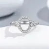 Anel S925 de prata esterlina maciça, com cravação vazia 7x9mm para pedras preciosas DIY, estilo clássico de luxo leve, de transmissão ao vivo do Douyin