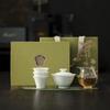 Juego de Té Cerámico Kung Fu Glaseado Verde Sombra, Juego Completo de Gaiwan y Tazas de Té de Porcelana Celadón en Caja de Regalo, Juego de Té para Negocios, Regalo Souvenir