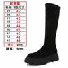 Botas para Meninas Fortinhas tamanho extra largo plus size 43 para mulheres 2023 novas de camurça salto grosso plataforma bota de cano justo com elasticidade