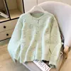 Suéter Abrigo Cardigan de Cuello Redondo Bordado a Mano para Mujer Otoño/Invierno 2026 Nuevo Abrigo Holgado Ropa de Punto Cardigan de Moda