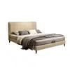 Cama de Cuero Dormitorio Principal Cama de Cuero Genuino Uso en Casa Dormitorio Moderno 1.5m Apartamento Pequeño Cama Tapizada Suave Doble 1.8m Cama con Almacenamiento