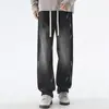 Jeans de Calle Americanos para Hombre Primavera y Otoño Sueltos Rectos Modernos Salpicadura de Tinta Versátiles Casuales Pantalones Deportivos