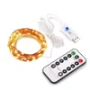 Cadena de luces de alambre de cobre con control remoto USB directo de fábrica Decoración para fiestas navideñas y bodas Luces de colores de estrella de alambre de cobre LED