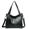 Bolsa tote de couro macio, grande capacidade, bolsa de ombro feminina, casual e versátil, bolsa transversal para o dia a dia, bolsa de mamãe, design simples e elegante