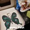 Joyería Retro Esmeralda Mariposa Piedra Preciosa Broche Banquete Couture Pavo Real Verde Irregular Pendientes Colgantes