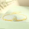 Pulsera de plata esterlina 925 hebilla de la paz jade Hetian moda nacional para mujer nuevo estilo chino pulsera de doble capa de oro de 14K pulsera de estilo artístico
