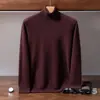 Suéter de cachemira de cuello alto para hombre, capa base de punto para otoño e invierno, de manga larga, corte holgado, cálido, suéter casual de lana para usar en capas