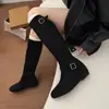 Botas retro con plataforma para aumentar la altura para mujer, nuevo estilo coreano 2026, versátiles, con hebilla de cinturón, cómodas, planas, de pierna ancha