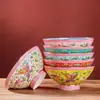 Tigela Cônica Esmaltada Jingdezhen High-End Novo Estilo Chinês Tigela Cerâmica Doméstica para Comer Tigela Estilo Japonês Tigela de Porcelana Óssea Tigela Única