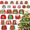 12 Peças de Enfeites de Natal de Madeira em Forma de Suéter Rena Boneco de Neve Vermelho Brilhante Verde Dourado Enfeites para Festa de Natal da Sala de Aula