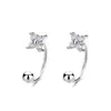 Pendientes de trébol con hebilla giratoria de diamante flash europeos y americanos Gancho para oreja de flor de circón dulce fresco Mori Ganchos de rosca Pendientes de botón