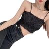 Camisola de Rebaja Flor Rosa Espalda Descubierta con Copas de Pecho Encaje Chaleco para Niñas para Usar por Dentro o por Fuera