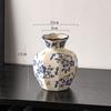 Adornos de Jarrón de Cerámica Retro para Entrada de Casa Porcelana Antigua Azul y Blanco Adornos Florales para Sala de Estar Pedidos de Texto Cifrado