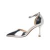6693-1 Diseño metálico europeo y americano moda banquete hebilla puntiaguda hueco sexy tacones altos zapatos de mujer
